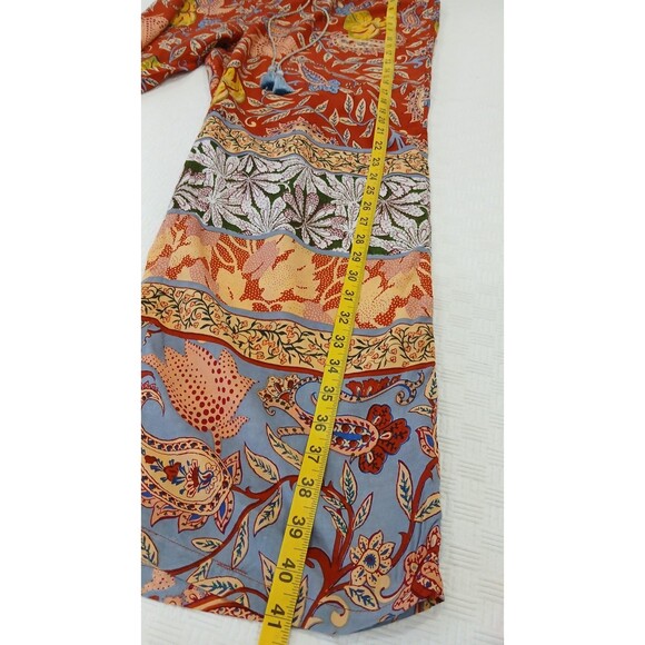 Anthropologie Sonrisa Paisley Floral Red Flowy Wide Leg Beach Pants size medium - Picture 5 of 10